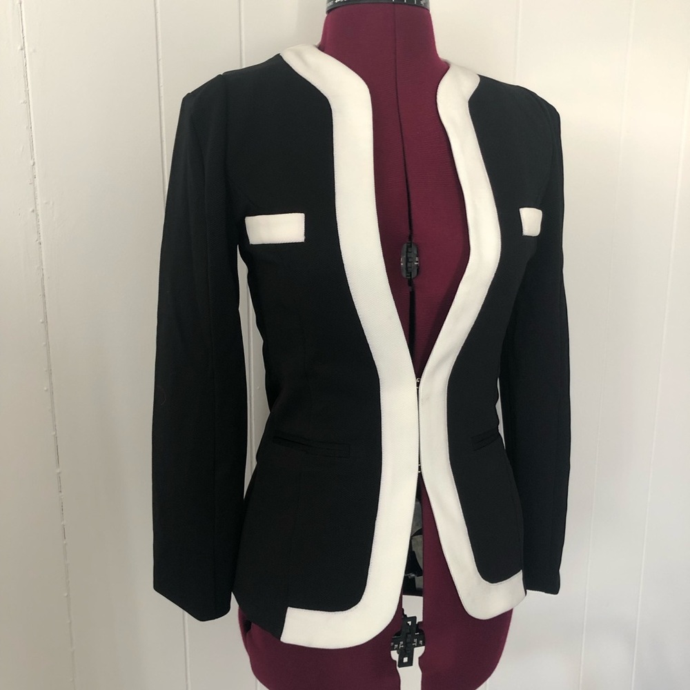 NEW Fitted Contrast Work Blazer, Black and white